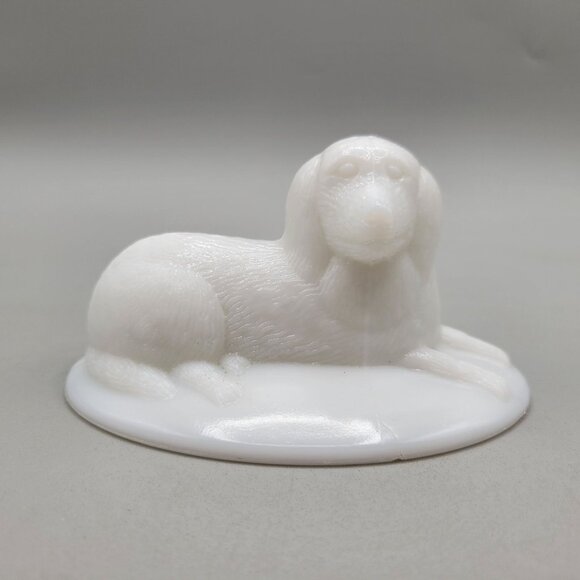Westmoreland Milk Glass Setter Dog Lid for Trinket Box Oval LID ONLY - Picture 1 of 6